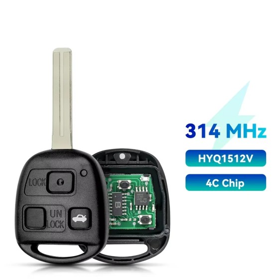 Lexus 1998-2005 3 Button Remote Head Key For HYQ1512V (Short Blade) | Aftermarket